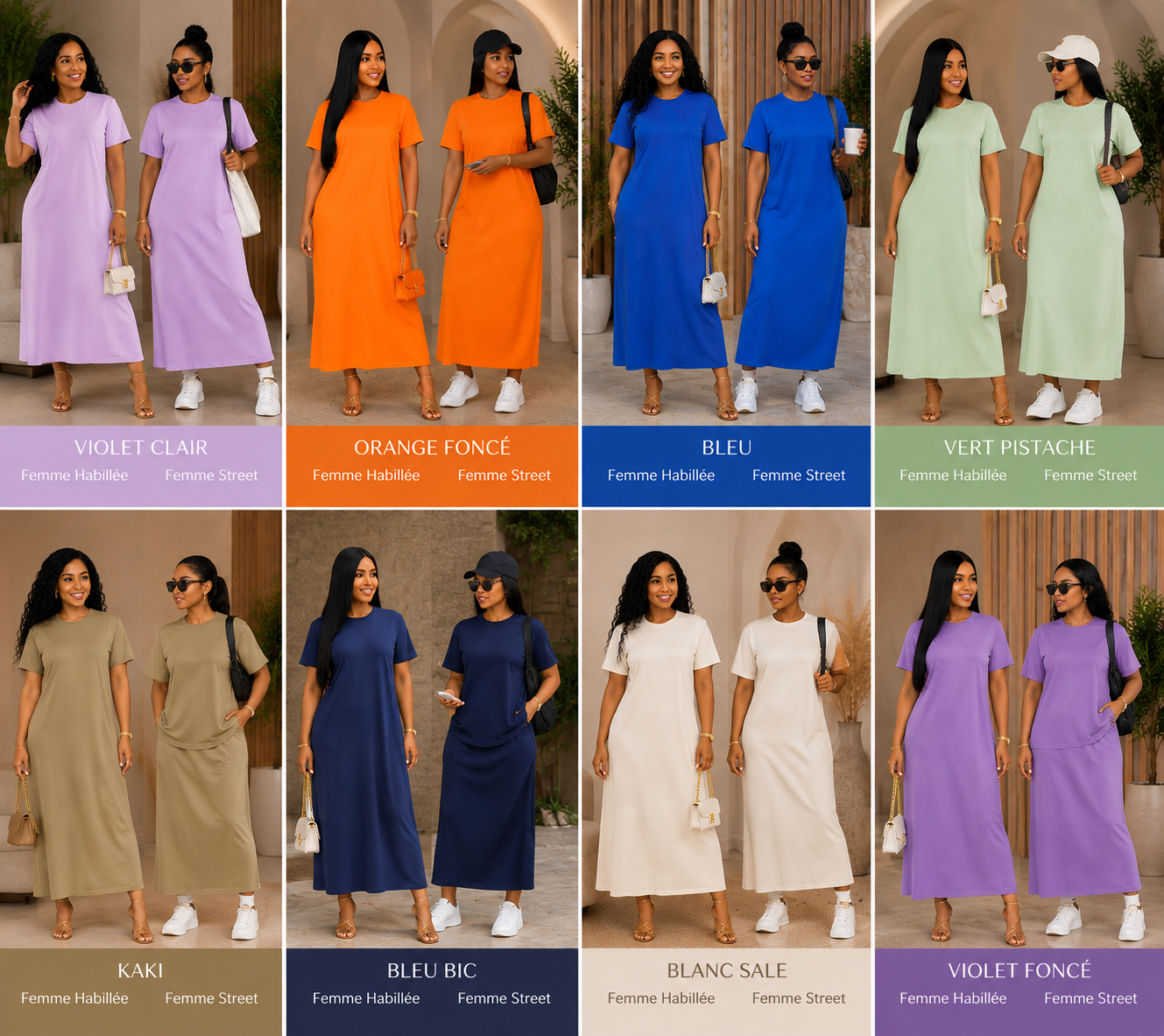 Robe Longue Femme Casual à Manches Courtes – Coupe Fluide et Confortable