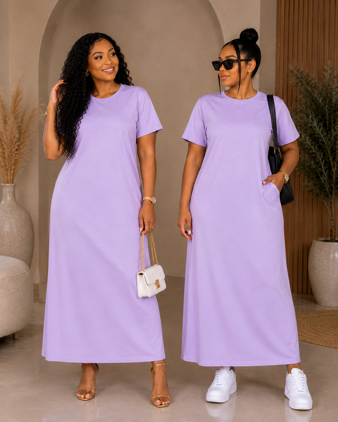 Robe Longue Femme Casual à Manches Courtes – Coupe Fluide et Confortable – Image 9