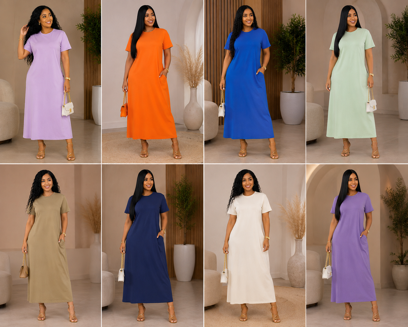Robe Longue Femme Casual à Manches Courtes – Coupe Fluide et Confortable – Image 10