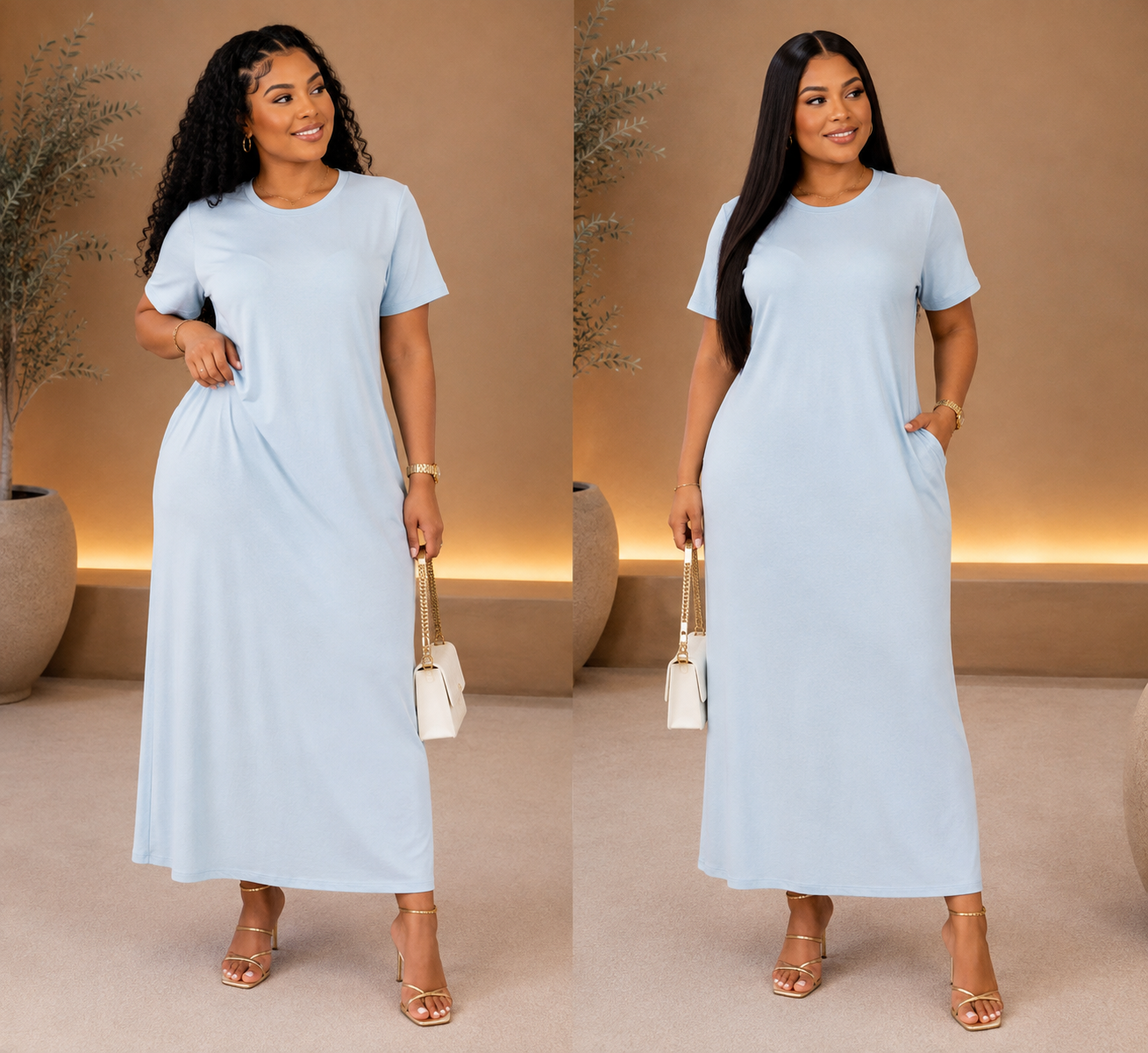 Robe Longue Femme Casual à Manches Courtes – Coupe Fluide et Confortable – Image 2